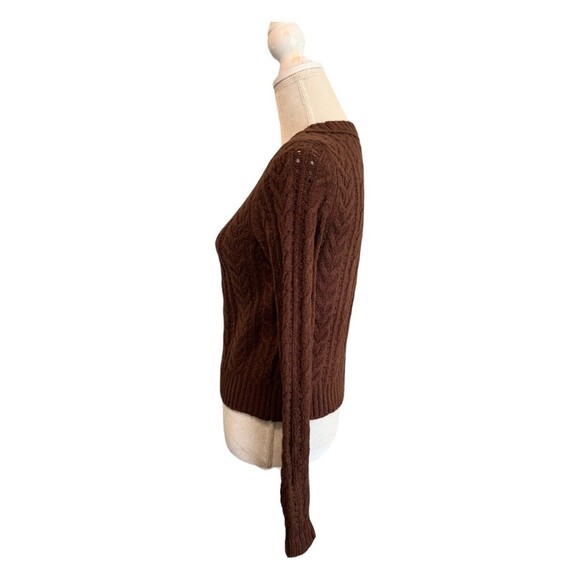 New! American Eagle Outfitters Chunky Brown Knit Cropped Cardigan Women’s Sz XS - Picture 2 of 11